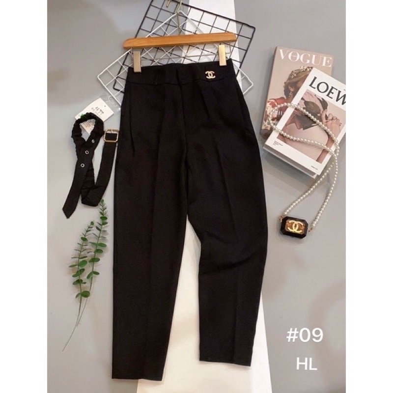 Quần baggy tay nữ cạp cao kèm đai ghim cài siêu hót_09