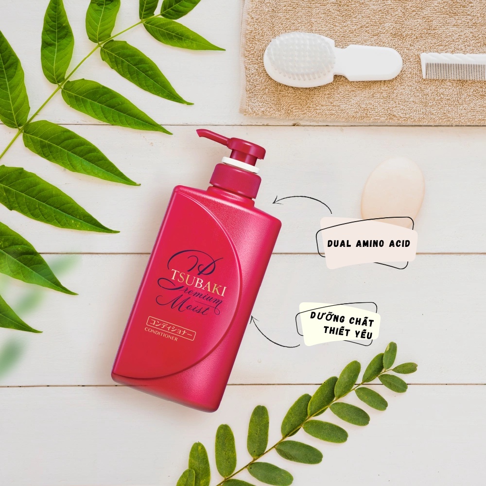 Dầu gội Tsubaki và dầu xả Tsubaki 490ml phục hồi tóc hư tổn, dưỡng tóc bóng mượt và giảm khô rối