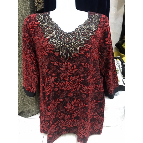 Áo Kiểu Nữ Trung Niên Chất Thun Nhũ Cao Cấp Free size 52-70Kg