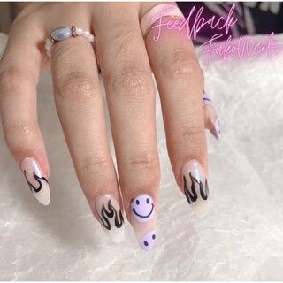 NAILBOX theo yêu cầu ~ Lửa mix hình mặt cười đơn giản