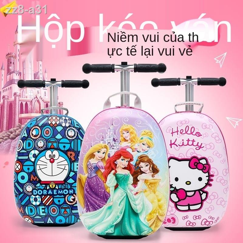 Vali kéo trẻ em hoạt hình xe tay ga nam và nữ có thể ngồi hoặc đi bánh nhấp nháy LOGO tùy chỉnh