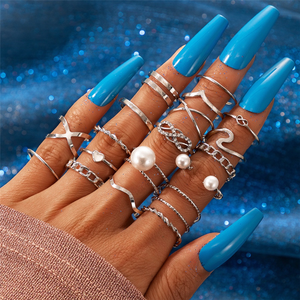 Set 18 nhẫn nhiều kiểu dáng thiết kế đơn giản thời trang cho nữ