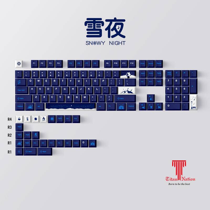 GMK Snowy night keycaps, 129 phím keycaps Cherry Profile DYE-SUB Cá nhân hóa GMK Keycaps cho Bàn phím cơ / Bàn phím cơ chơi game