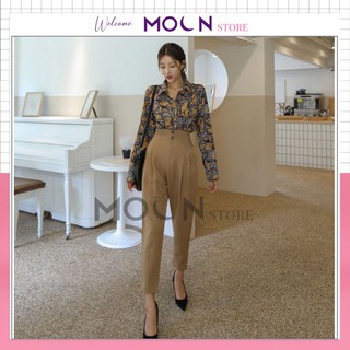 Quần baggy nữ lưng cao cạp liền style hàn quốc - chất vải cát hàn siêu xinh
