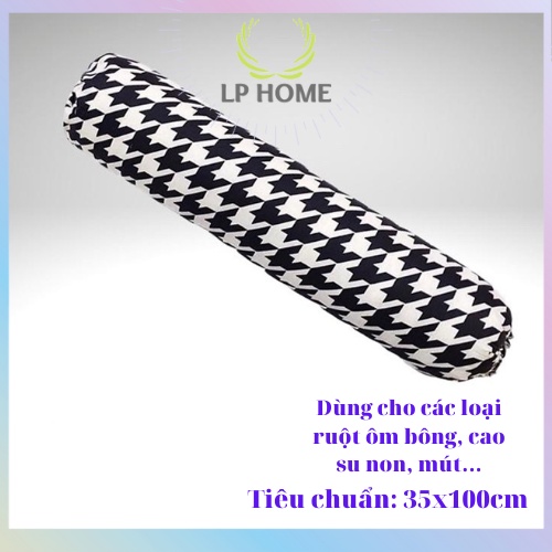 Vỏ gối ôm người lớn cotton poly nhiều màu sắc nét đáng yêu LPHome - 35x100