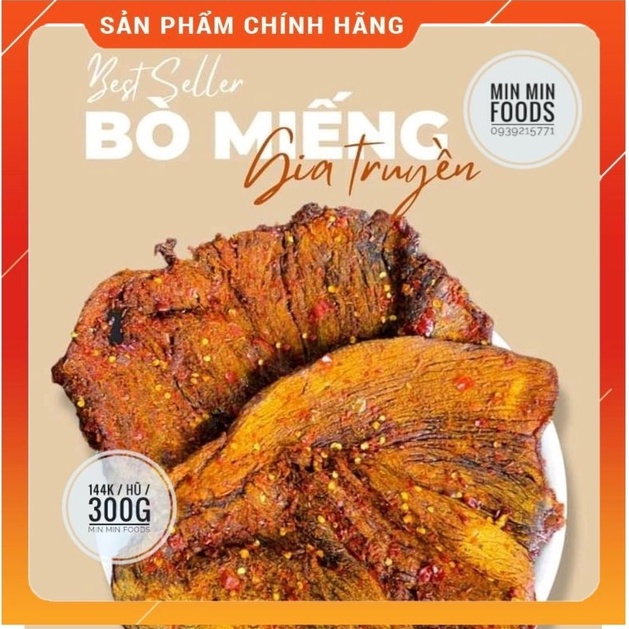 Khô bò miếng, khô bò mềm hồng Ngự hũ [300g] - Ship Hỏa Tốc, thơm ngon đậm vị Min Min Foods - Ăn vặt thả ga