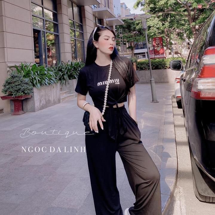 Set đồ nữ cá tính, set quần dài áo thun đi chơi sang chảnh mùa hè đẹp 8A00172
