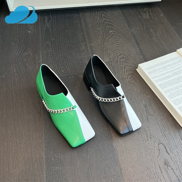 Giày Da Đế Bệt Phối Dây Kéo Thời Trang Mùa Xuân 2022 Dễ Phối Đồ Phong Cách Preppy