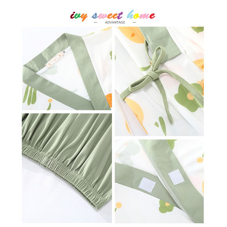 Kimono Nữ Mặc Nhà Cotton 🌱 Áo Choàng Mặc Ngủ 🌱 Áo Khoác Tắm Họa Tiết Xinh Xắn IV055 | BigBuy360 - bigbuy360.vn