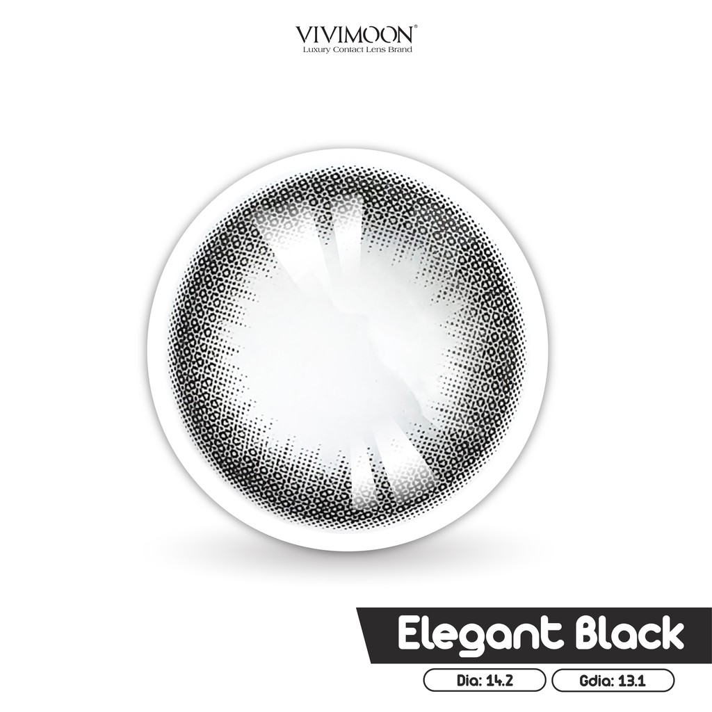 Kính Áp Tròng Màu Đen Thanh Lịch Hàn Quốc VIVIMOON Cho Mắt Thở  Elegant Black 13.1mm