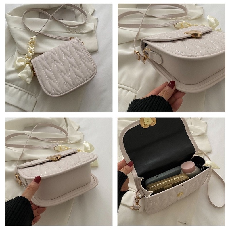 Túi Đeo Chéo Một Bên Vai Hình Vuông Nhỏ Màu Trơn Thêu Họa Tiết Phong Cách Mới NB00110 2022