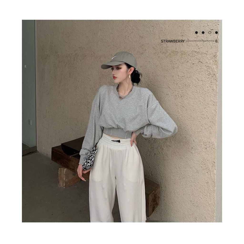 COZOK Áo len tay dài dáng rộng phong cách Hàn Quốc dễ phối đồ