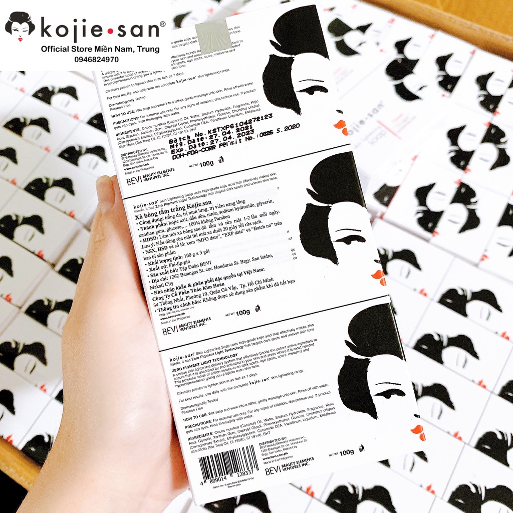 Set 3 xà phòng tắm trắng Kojiesan soap 300g