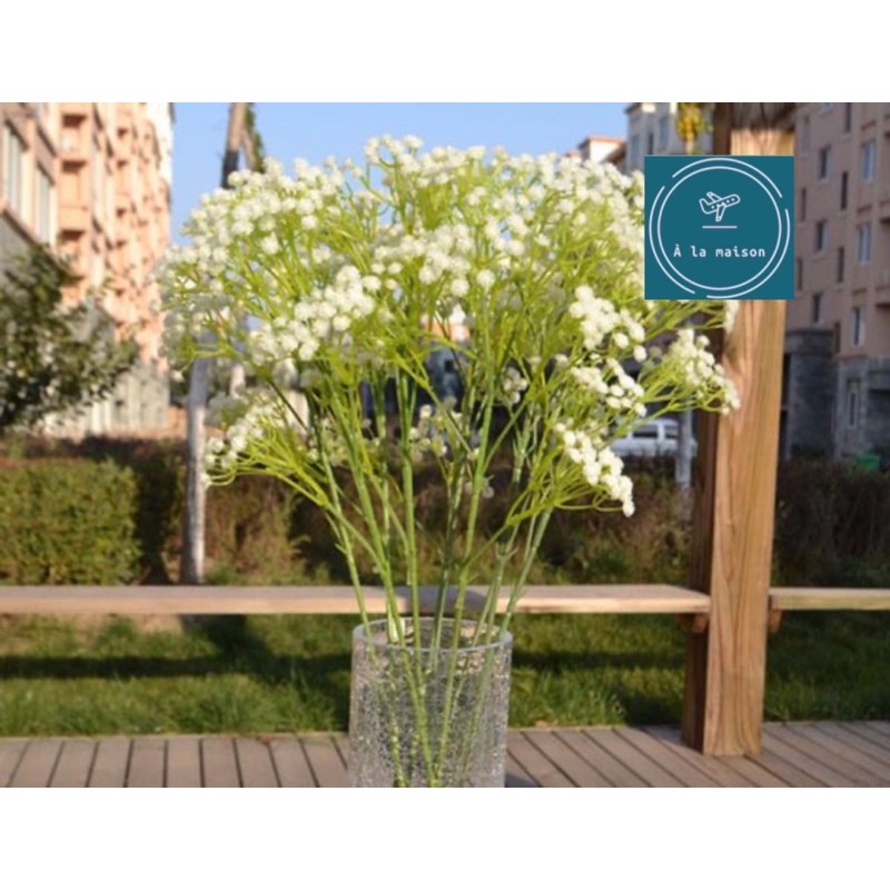 Cành hoa baby 62cm nhiều nhánh hoa nhỏ xinh xắn dùng trong decor chụp ảnh trang trí nhà cửa