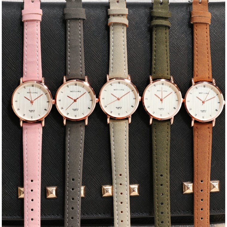 LWCC 6041 Đồng hồ máy quartz dây da phong cách đơn giản dành cho nữ