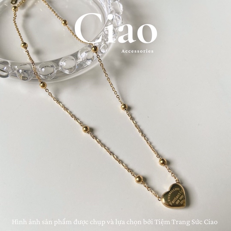 [NEW ITEM] Vòng cổ/ Dây chuyền titan không gỉ hình tim khắc chữ tinh tế Fantastic Love Ciao
