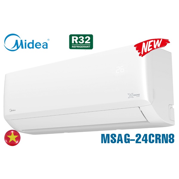 MIỄN PHÍ CÔNG LẮP ĐẶT & VẬT TƯ - Điều hòa không khí 1 chiều Midea 24000BTU Thường – MSAG-24CRN8 Mới