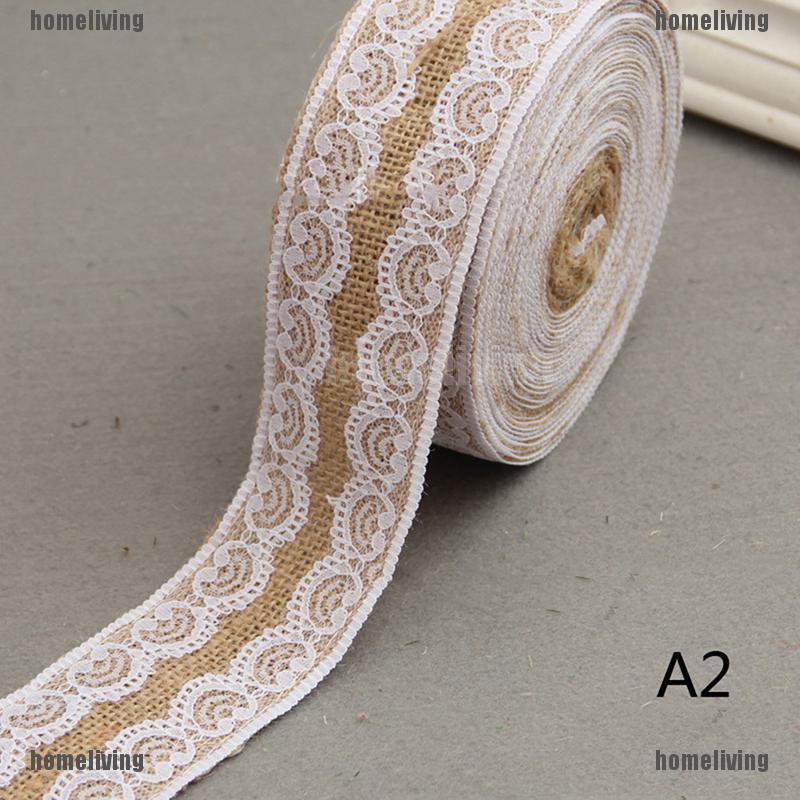 Cuộn Ruy Băng Vải Bố Phối Ren 2M Trang Trí Chai Rượu