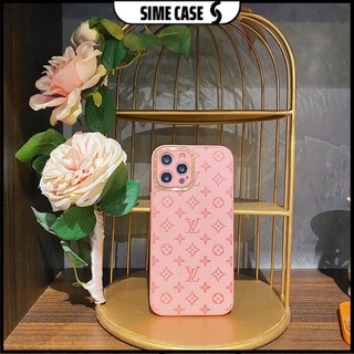 Ốp lưng iphone - ốp iphone LV hồng cam họa tiết viền mạ vàng iphone 7/x/xsmax/11/11pro/11promax/12/12pro/12promax