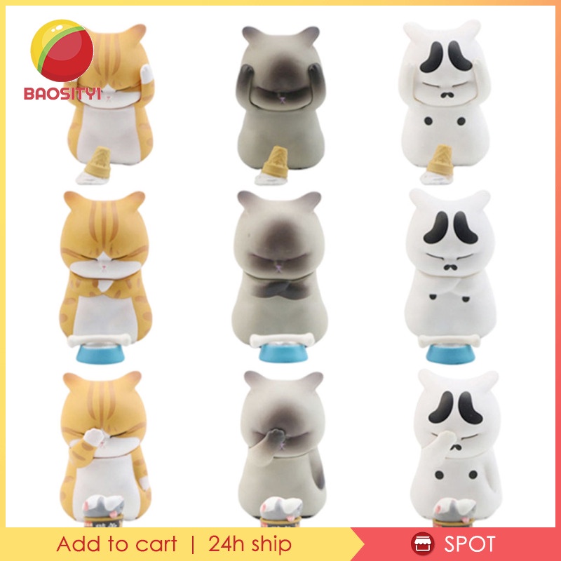 Set 1 / 9 Mô Hình Mèo Hoạt Hình Biểu Cảm Khuôn Mặt Đáng Yêu Cho Bé