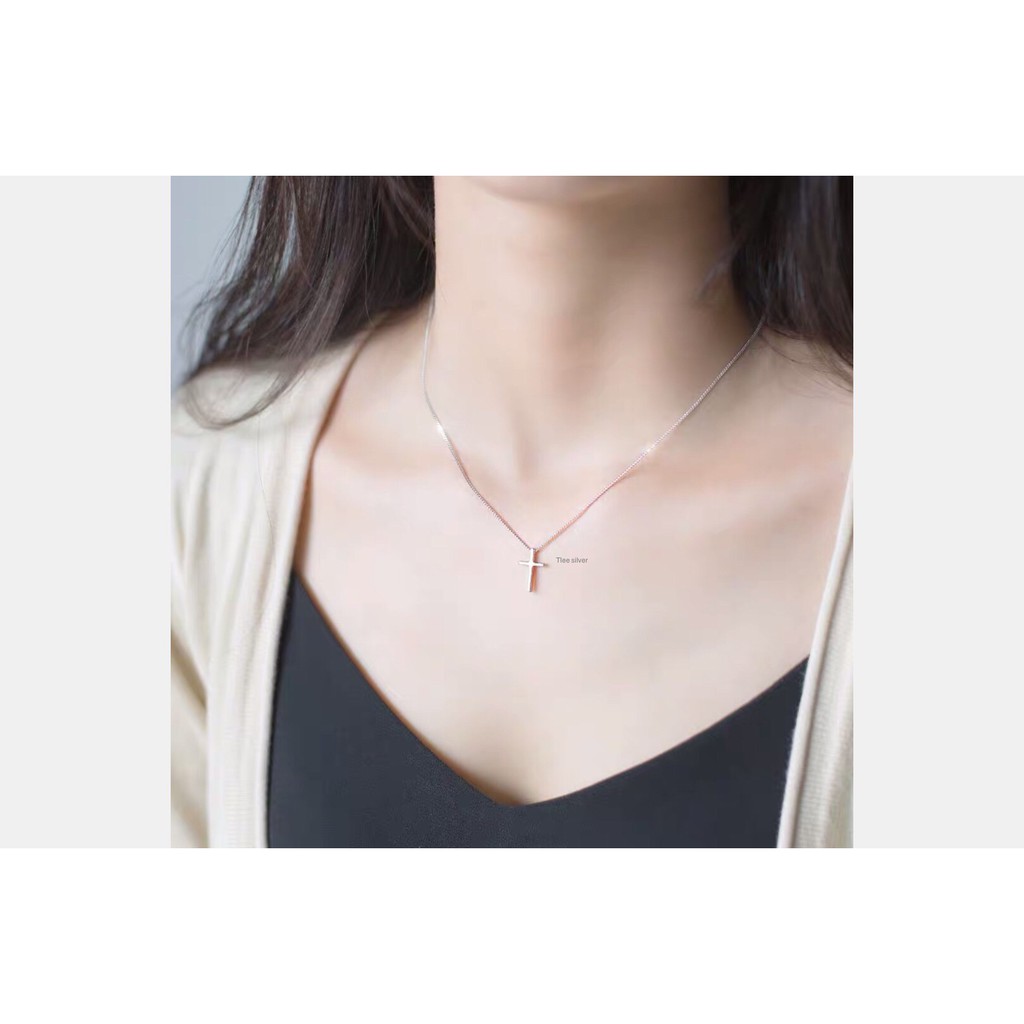 Dây chuyền bạc nữ TLEE mặt thánh giá trơn bạc Italy TleeJewerly D0168
