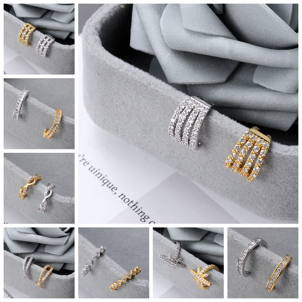Khuyên Kẹp Tai Không Xỏ Đính Đá CZ Thời Trang Cho Nam Và Nữ
