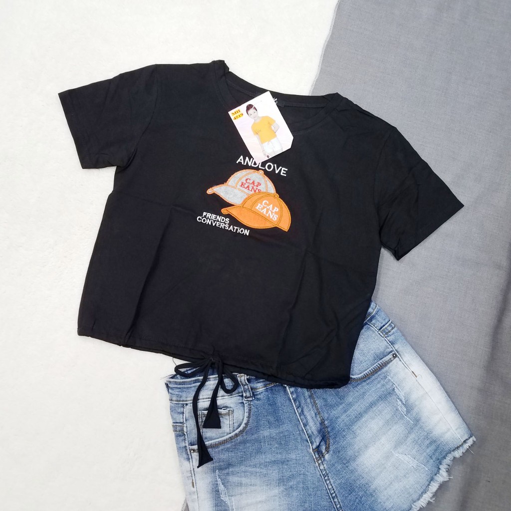 Áo croptop thun thái chất xịn mặc mát form rộng xinh ảnh shop chụp thật