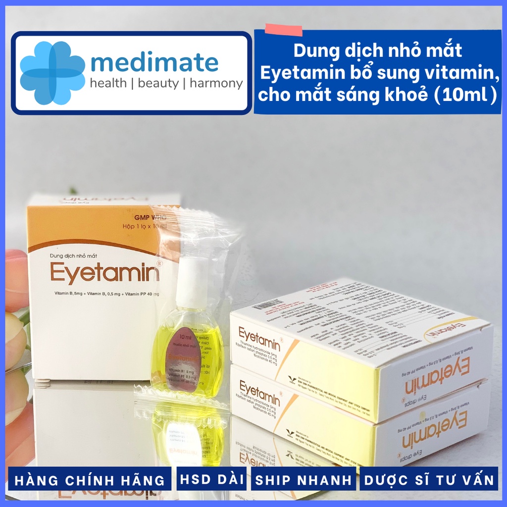 Dung dịch nhỏ mắt Eyetamin dưỡng mắt, giảm khô mắt, dưỡng ẩm mắt, giảm ngứa mắt, mỏi mắt (chai 10ml)
