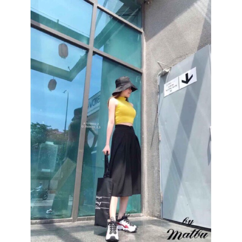 Quần ống rộng vải đũi khoá thật chun sau