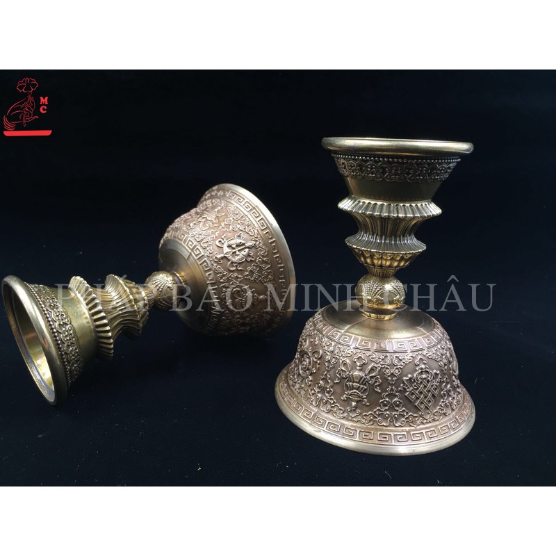 [PHÁP BẢO MINH CHÂU] Chén Đựng Nến Bơ 8 Cát Tường Đồng - CỠ TO, TRUNG