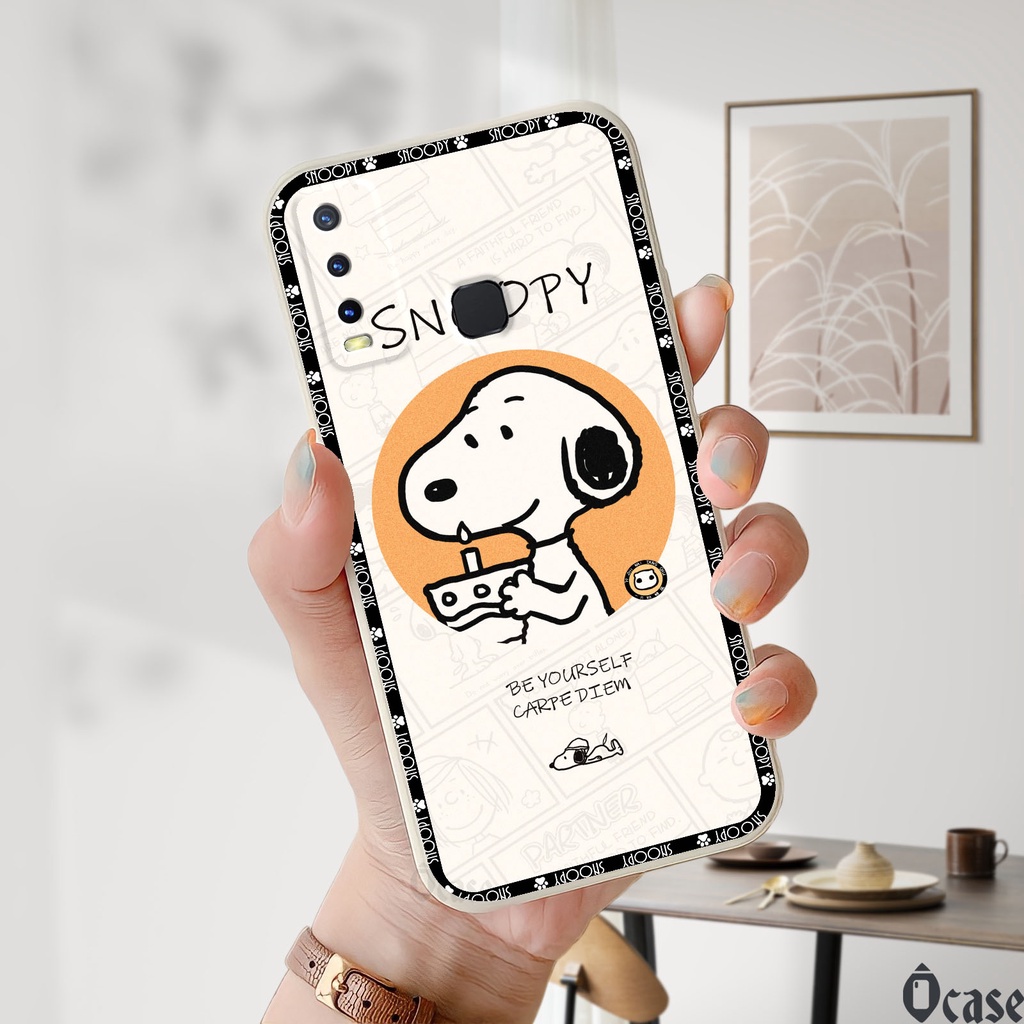 Ốp lưng Vivo Y30 / Y30i / Y50 in hình chú chó dễ thương cạnh viền vuông có bảo vệ camera