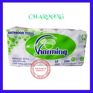 LỐC 10 CUỘN GIẤY VỆ SINH CÓ LÕI 500 GRAM CHARMING