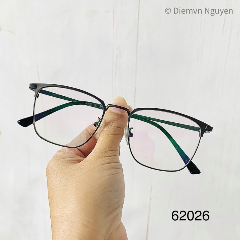 Gọng kính cận thời trang nam nữ 62026, gọng cận Kim loại, dáng vuông, Form cứng cáp