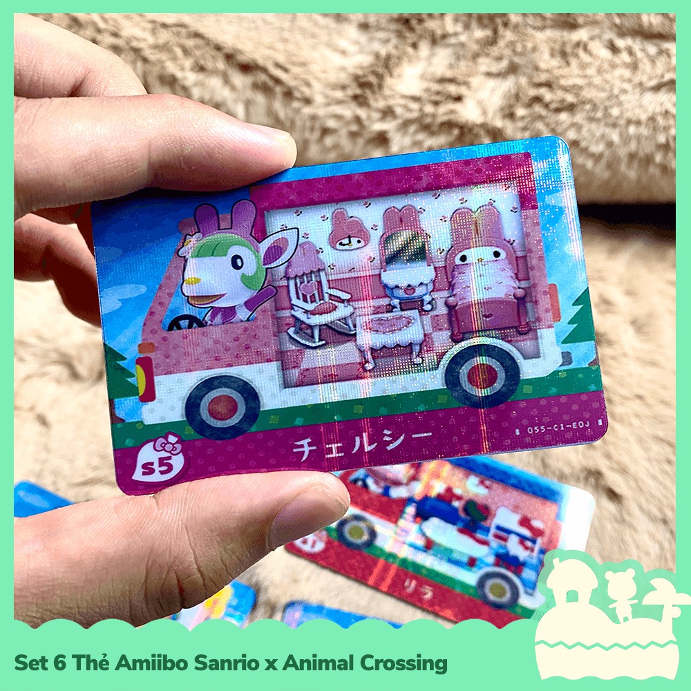 [Sẵn VN] Bộ 6 Thẻ Amiibo Sanrio x Animal Crossing Phản Quang Cầu Vòng Game Nintendo Switch, Nintendo Switch Lite