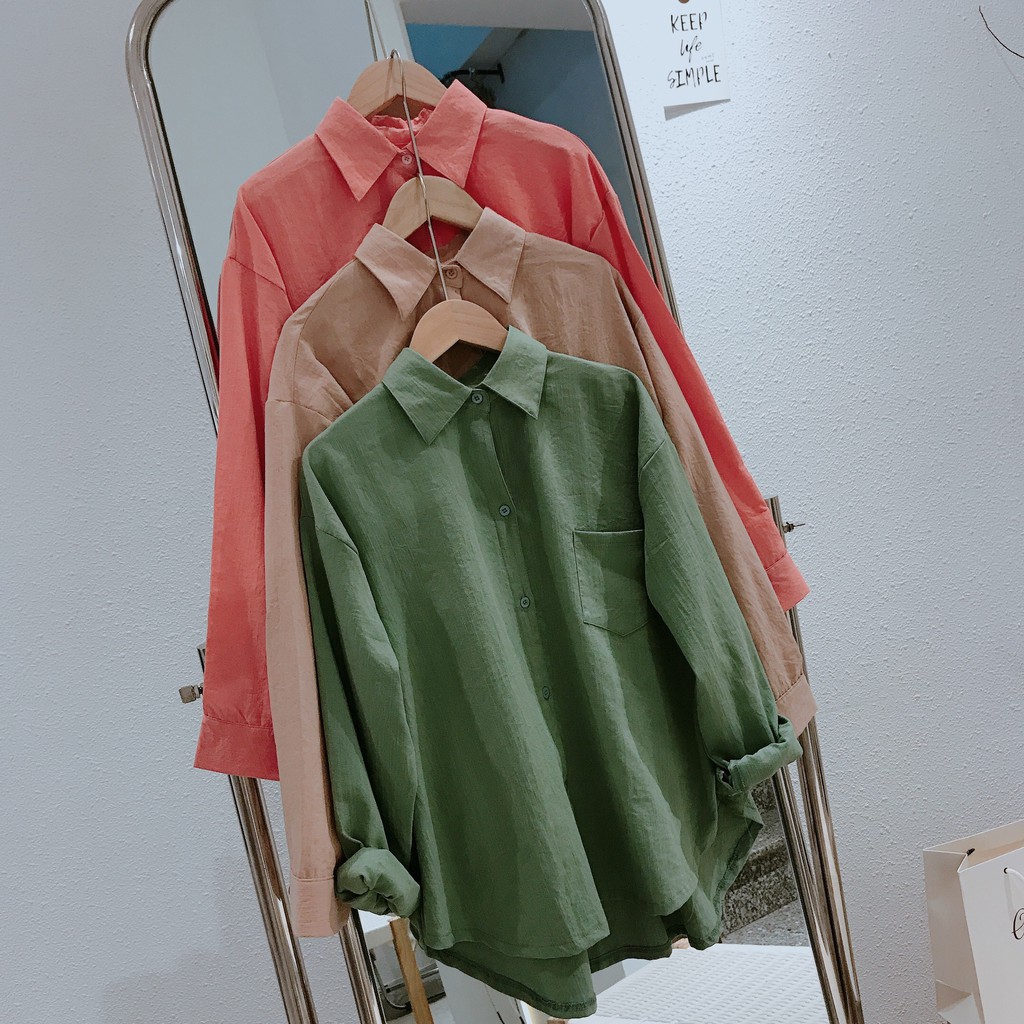 Sơ mi oversize form rộng đủ màu