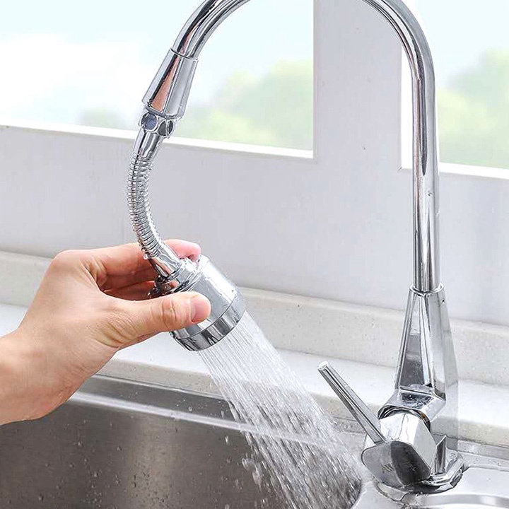 Đầu Gắn Vòi Nước Rửa Chén Xoay 360 Độ Inox Điều Chỉnh Dòng Chảy loại dài