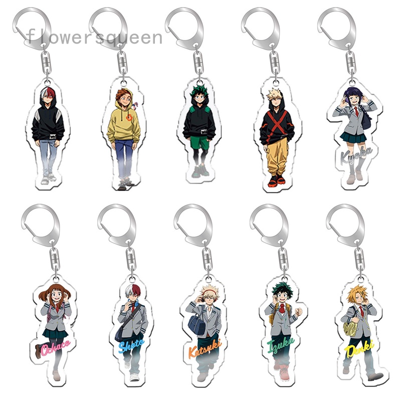 Flowersqueen Móc Khóa Nhựa Acrylic Hai Mặt In Hình Anime My Hero Academia Dễ Thương Dùng Làm Quà Tặng