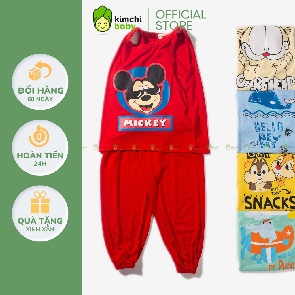 Đồ Bộ Bé Gái, Bé Trai Minky Mom Vải Thun Lạnh Hoạ Tiết Hoạt Hình Dễ Thương, Bộ Cộc Tay Mặc Nhà Cho Bé MKM2239