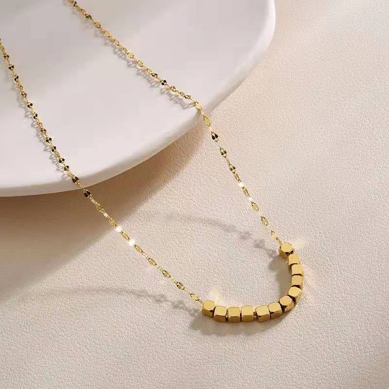 Vòng cổ Mặt Vuông Nhỏ Không Phai Màu Phong Cách Hàn Quốc Cho Nữ