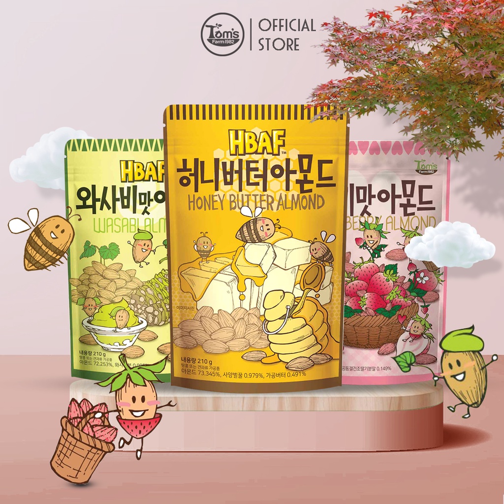 Hạnh Nhân Tẩm Hương Vị Tom's Farm Hàn Quốc- Gói 210g