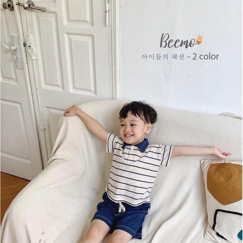 Bộ cotton kẻ bé trai