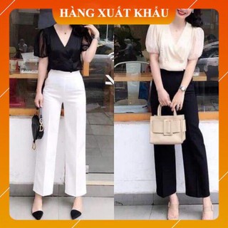 [FREESHIP - XẢ KHO] Quần ống rộng suông [HÀNG CAO CẤP] chất vải tuyết mưa - cạp cao khóa sườn siêu tôn dáng