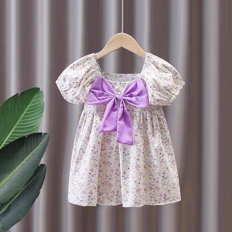 Váy bé gái Từ 1-9 Tuổi Tay Phồng In Hoa