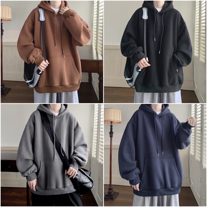 Áo Hoodie Trơn Nam Nữ From Rộng Unisex Chất Nỉ Bông Dày Dặn