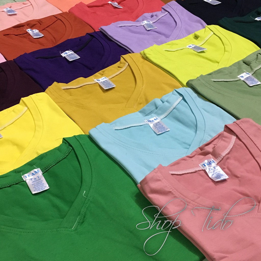 Áo thun cổ tim body free size thun trơn, phông trơn Shoptido | BigBuy360 - bigbuy360.vn