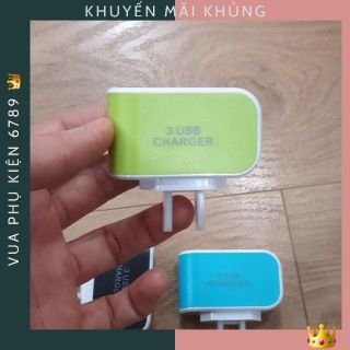 Cốc Sạc Nhanh 3 cổng USB CHARGER - có đèn LED Giá Rẻ - Củ sạc Chính hãng. Mầu sắc đẹp, bền