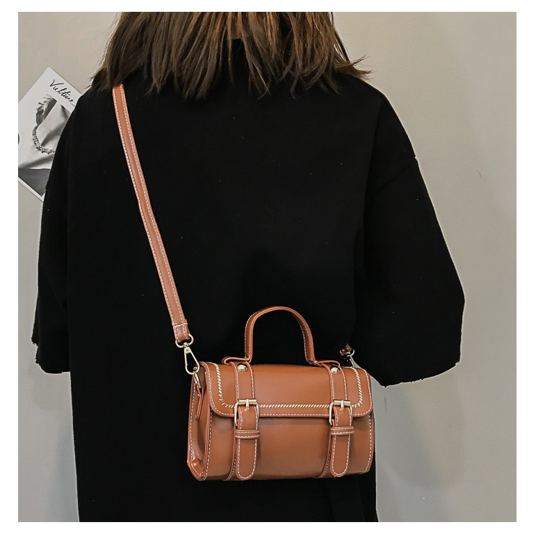 _có sẵn_  Túi xách nữ thời trang DA TRỐNG CƠM 2 KHÓA 8201 size 19*12*7cm hàng Quảng Châu
