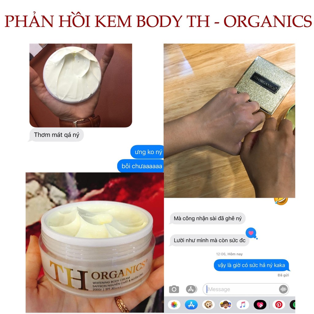 Kem Body chiết xuất Safffron noãn ong TH Organics đảm bảo trắng