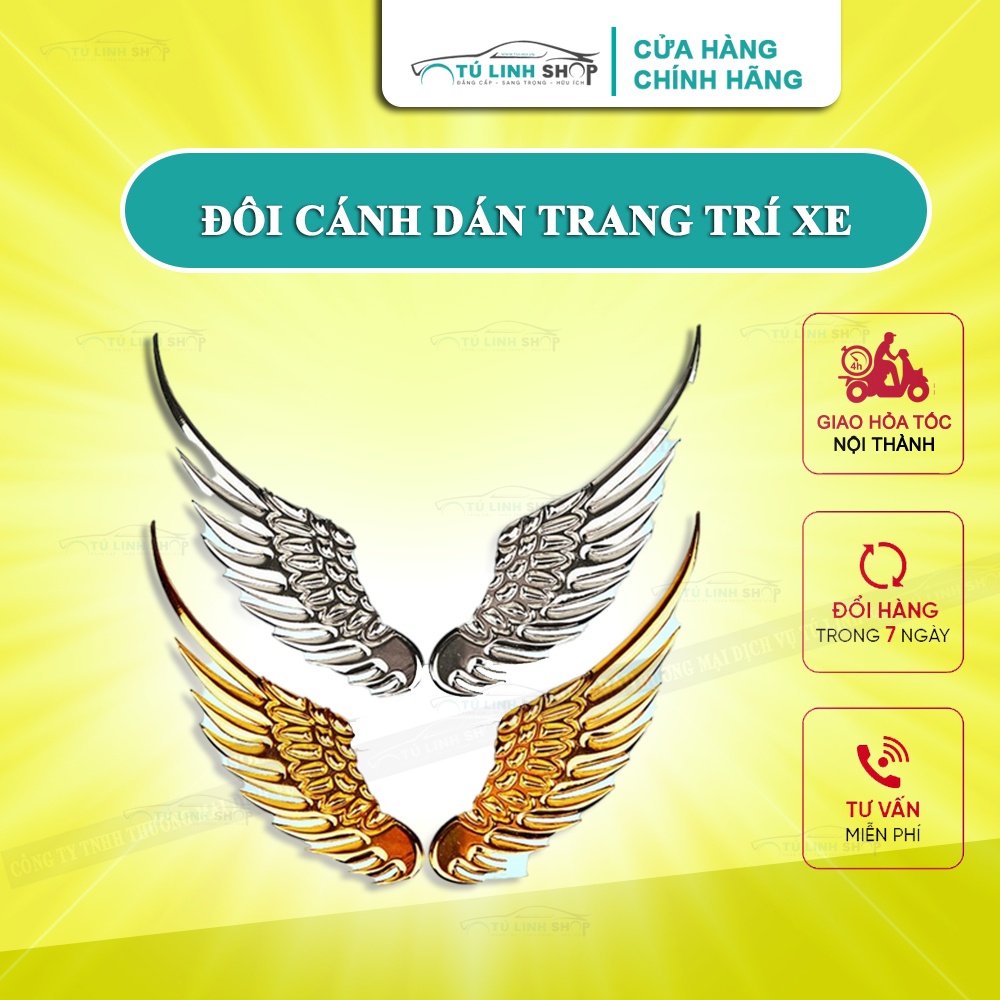 Đôi cánh thiên thần 3D dán trang trí logo hãng ô tô