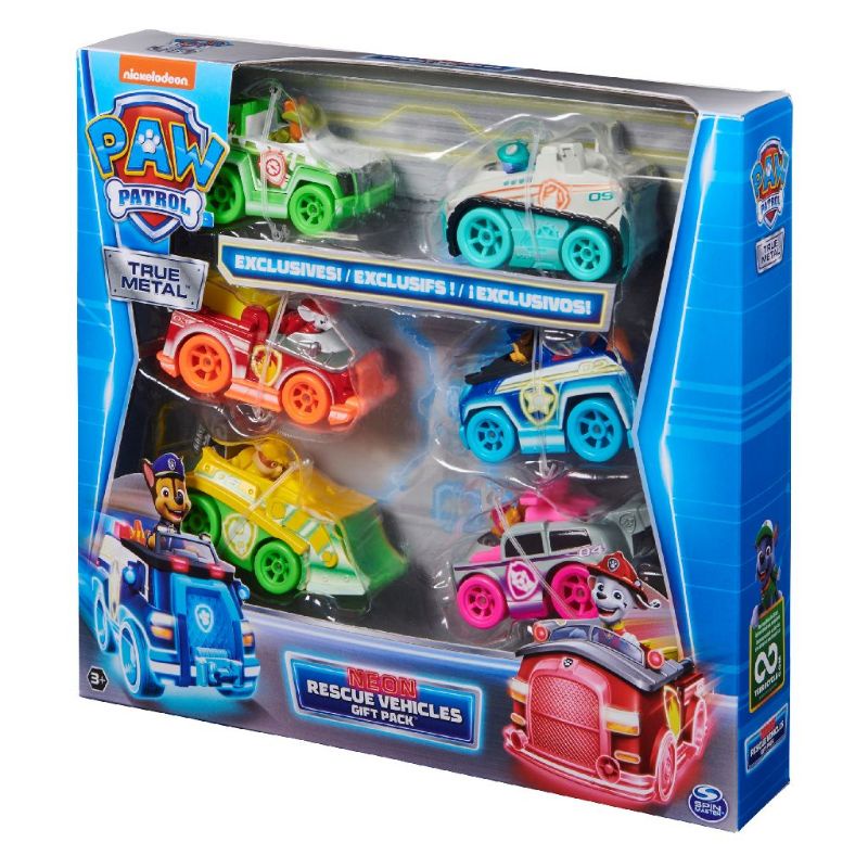 Set 6 xe Paw Patrol với phiên bản màu neon gift pack hàng chính hãng
